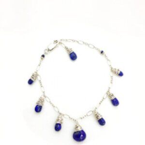 NWOT Artisan Argentium® Sterling‎ Silver Natural Lapis Lazuli Brio Bracelet